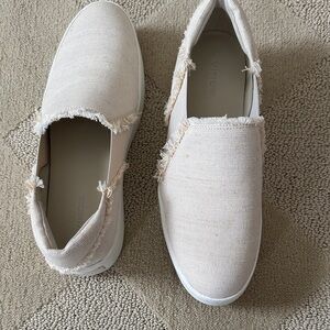 Vince Women's Cream Frayed Slip-On Sneakers